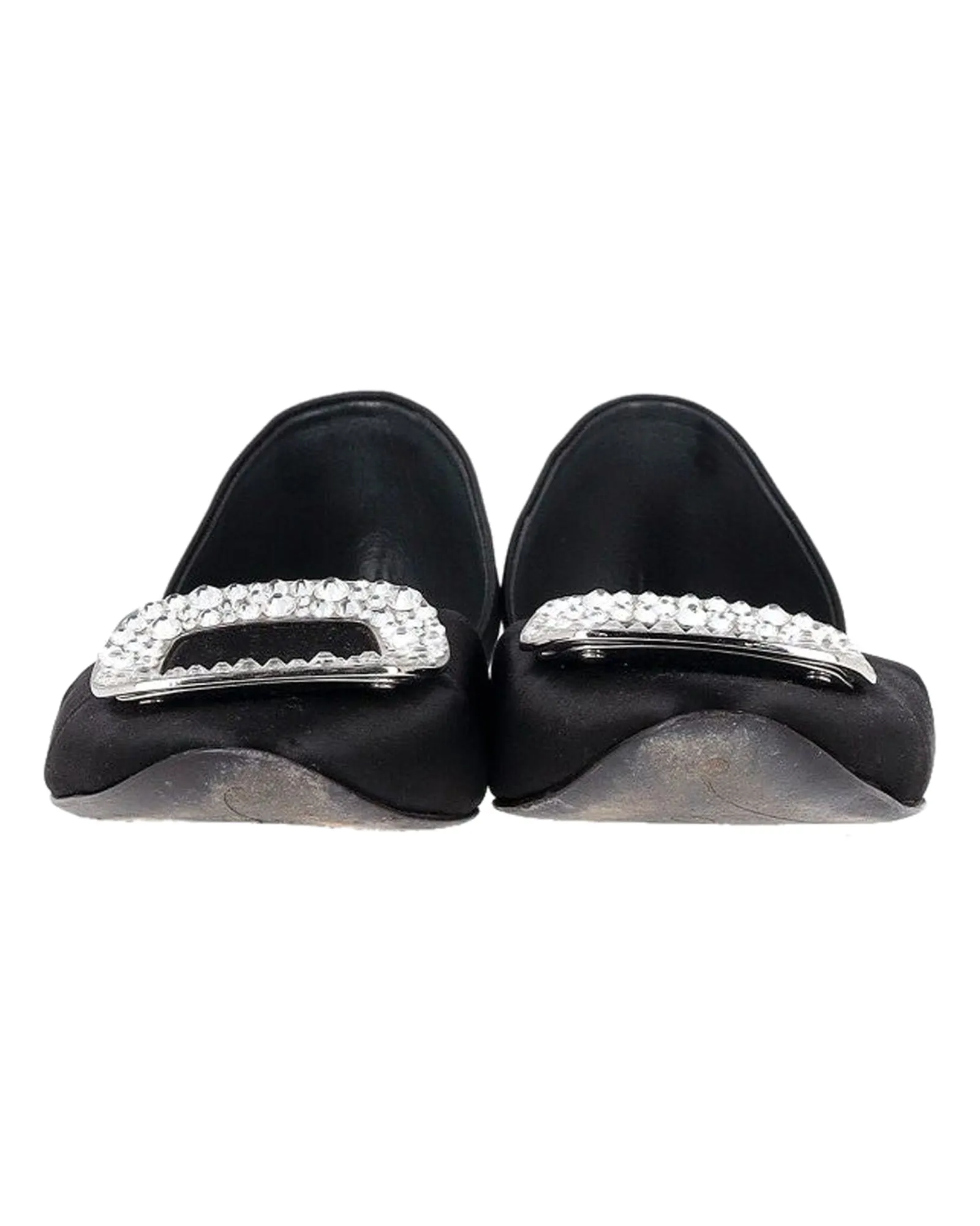 Roger Vivier Chips Prism Flats ornées de strass en satin noir