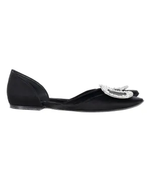Roger Vivier Chips Prism Flats ornées de strass en satin noir