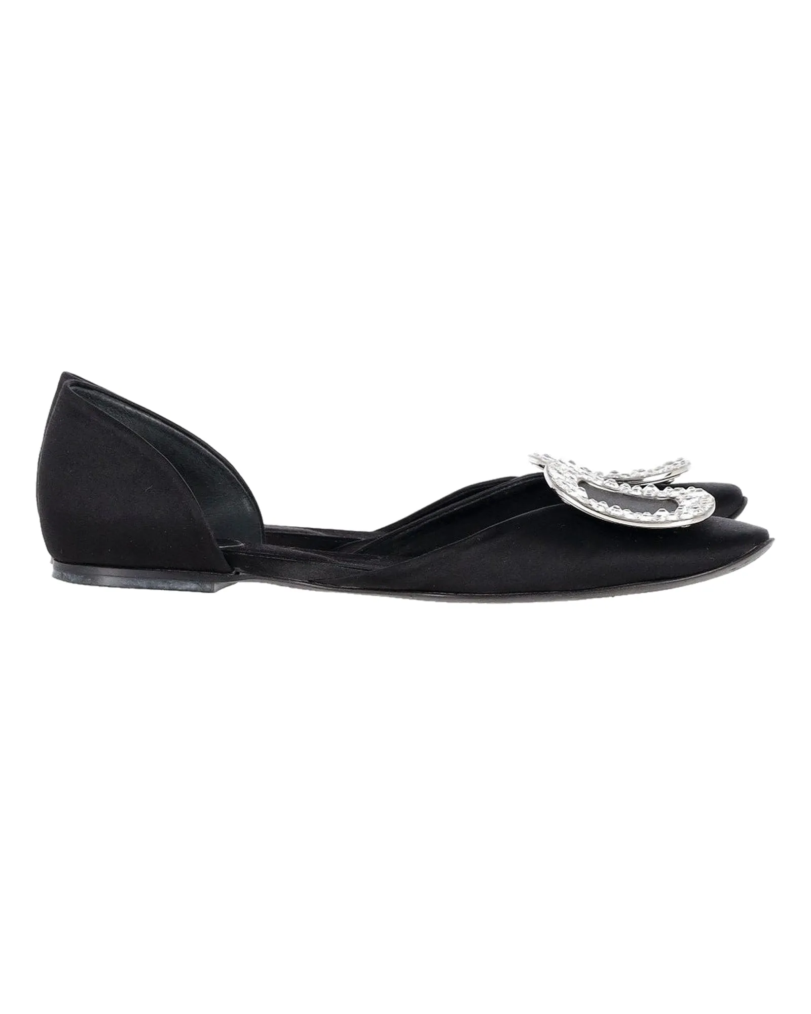 Roger Vivier Chips Prism Flats ornées de strass en satin noir