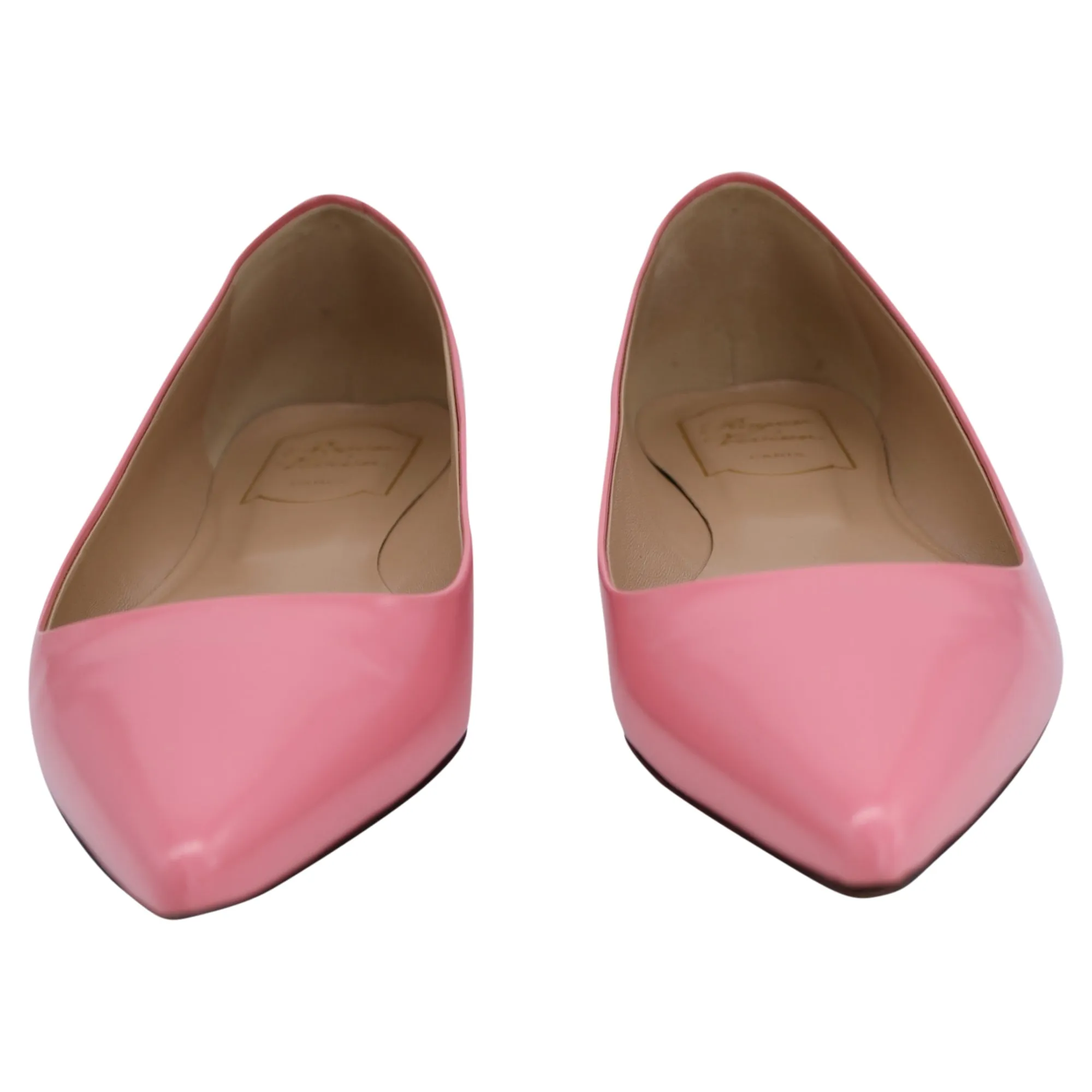 Escarpins plats pointus Roger Vivier en cuir verni rose_Roger-Vivier