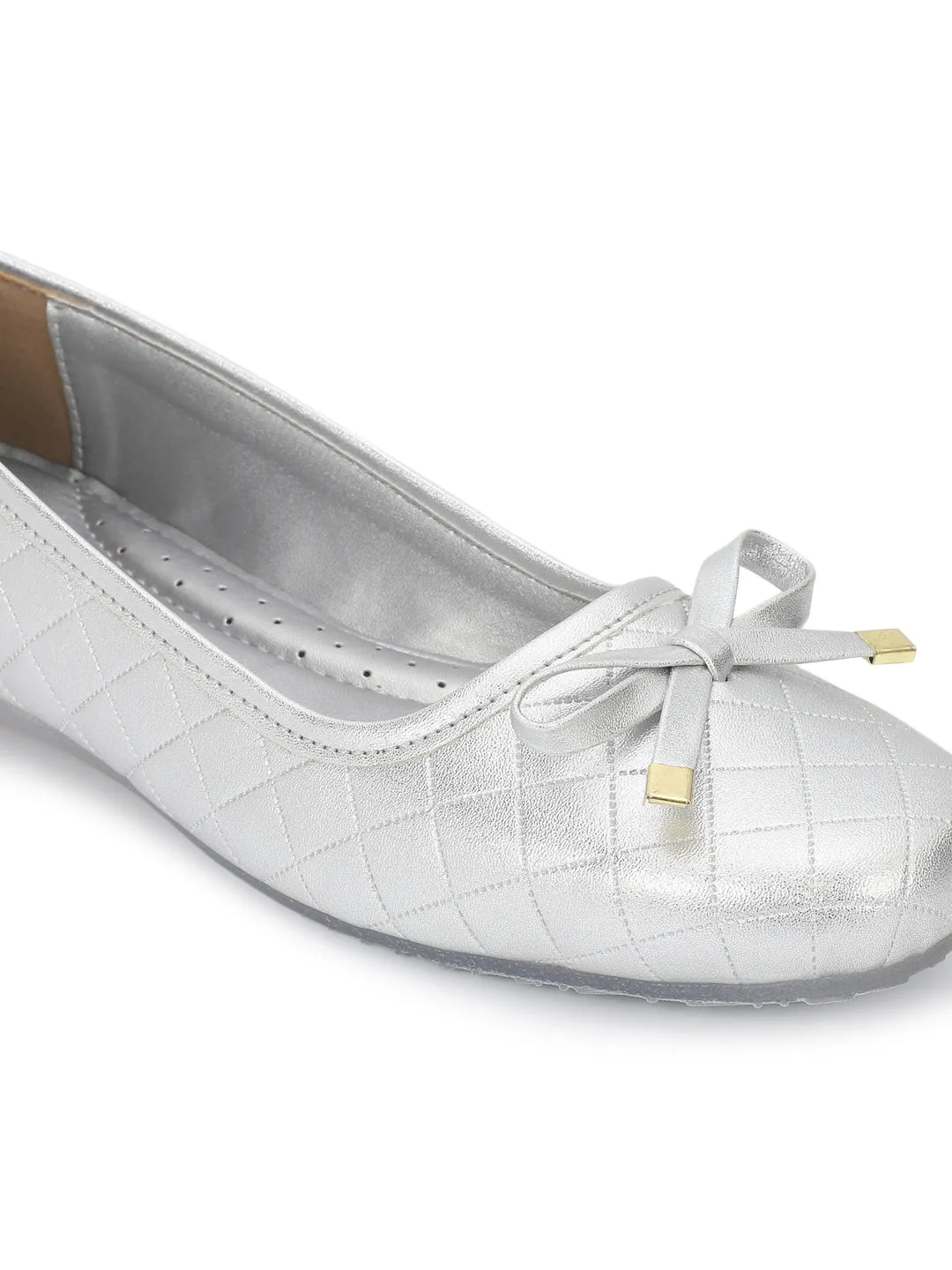 Ballerines plates élégantes à enfiler en PU argenté (TC-1213-SIL)
