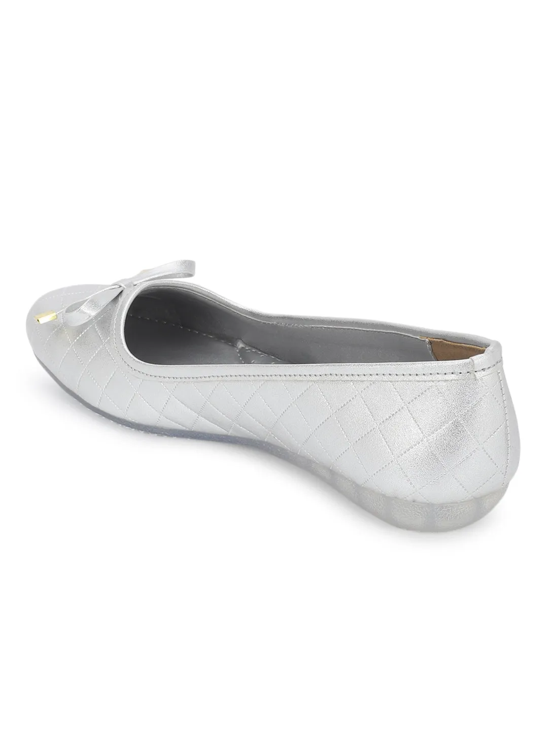 Ballerines plates élégantes à enfiler en PU argenté (TC-1213-SIL)