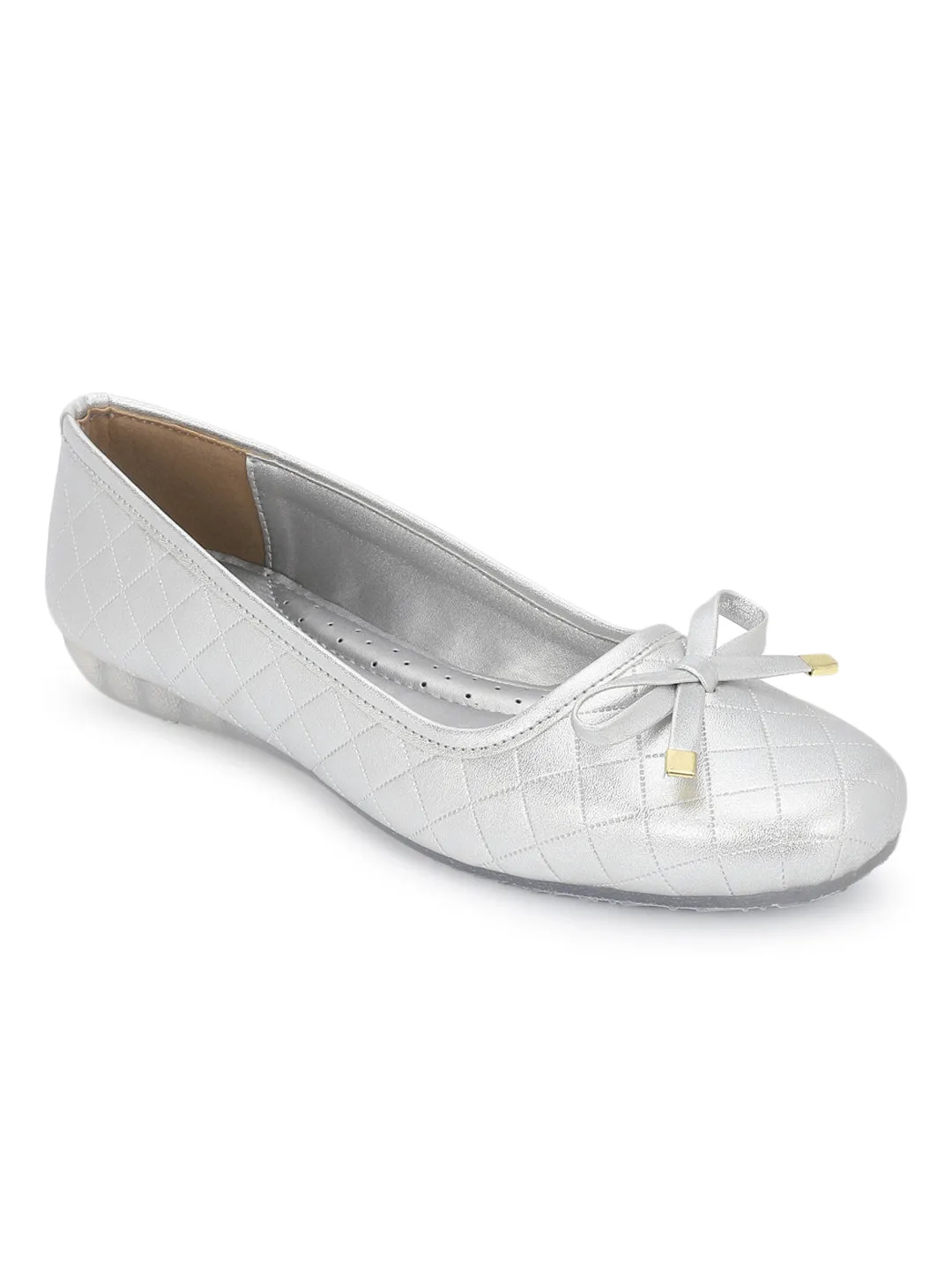 Ballerines plates élégantes à enfiler en PU argenté (TC-1213-SIL)