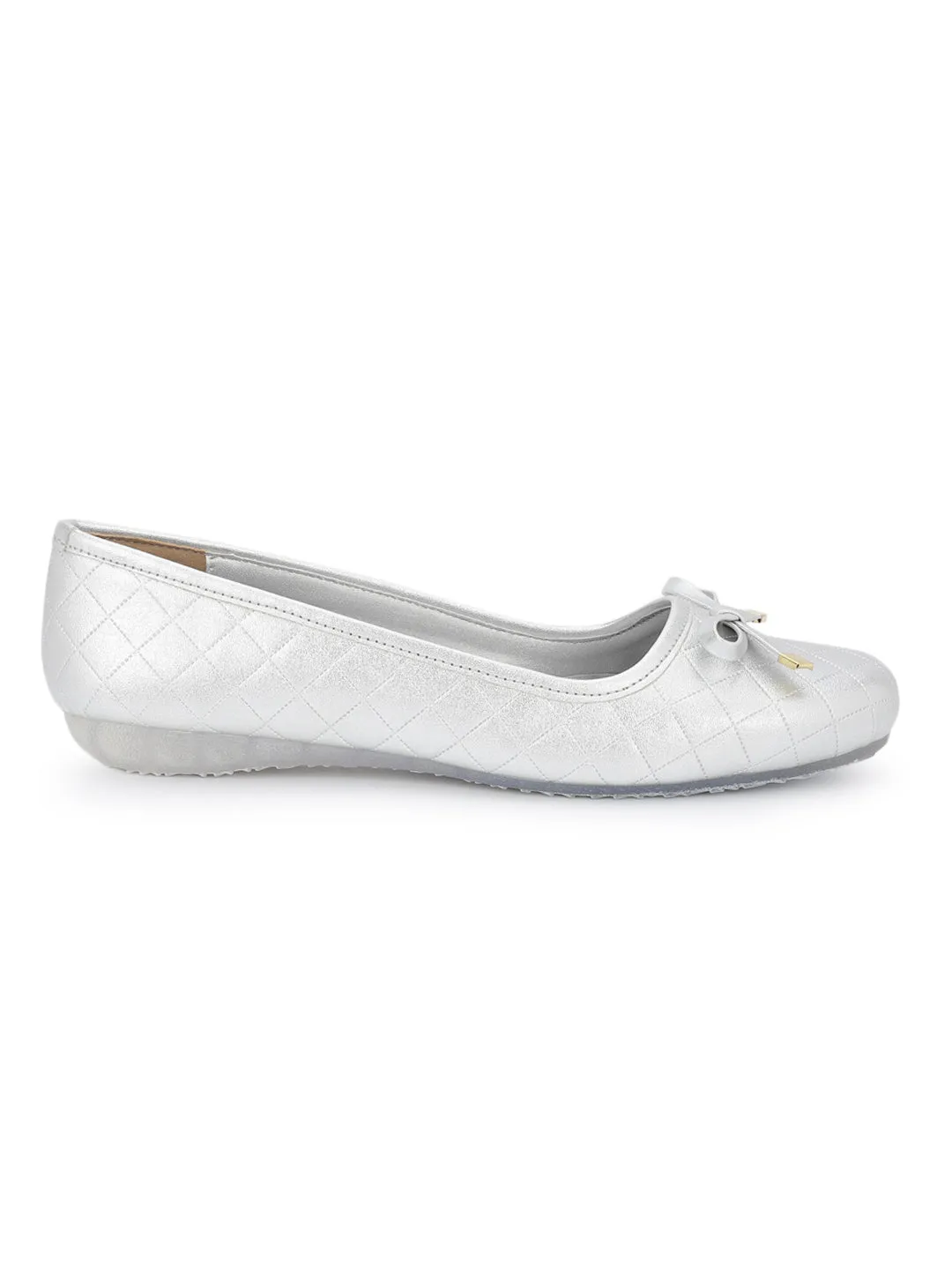 Ballerines plates élégantes à enfiler en PU argenté (TC-1213-SIL)