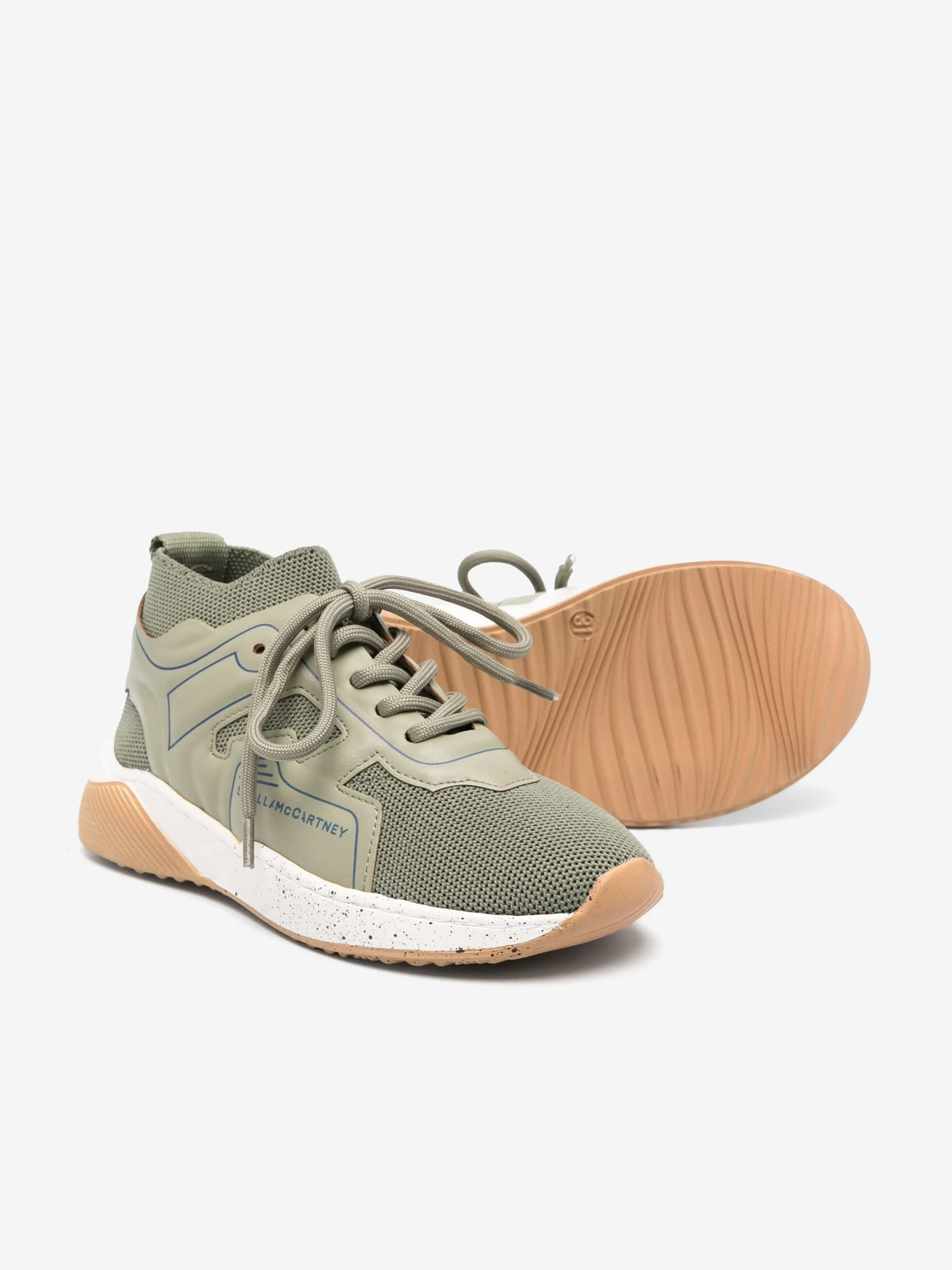 Stella McCartney Kids Baskets à Lacets avec Chaussettes en Vert