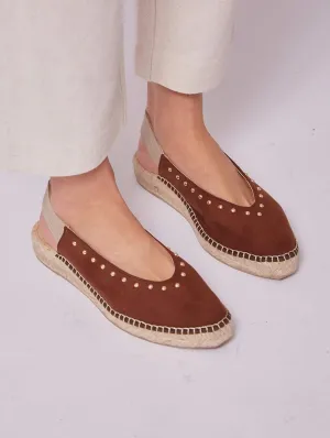 Sandales véganes en jute cloutées | Cognac
