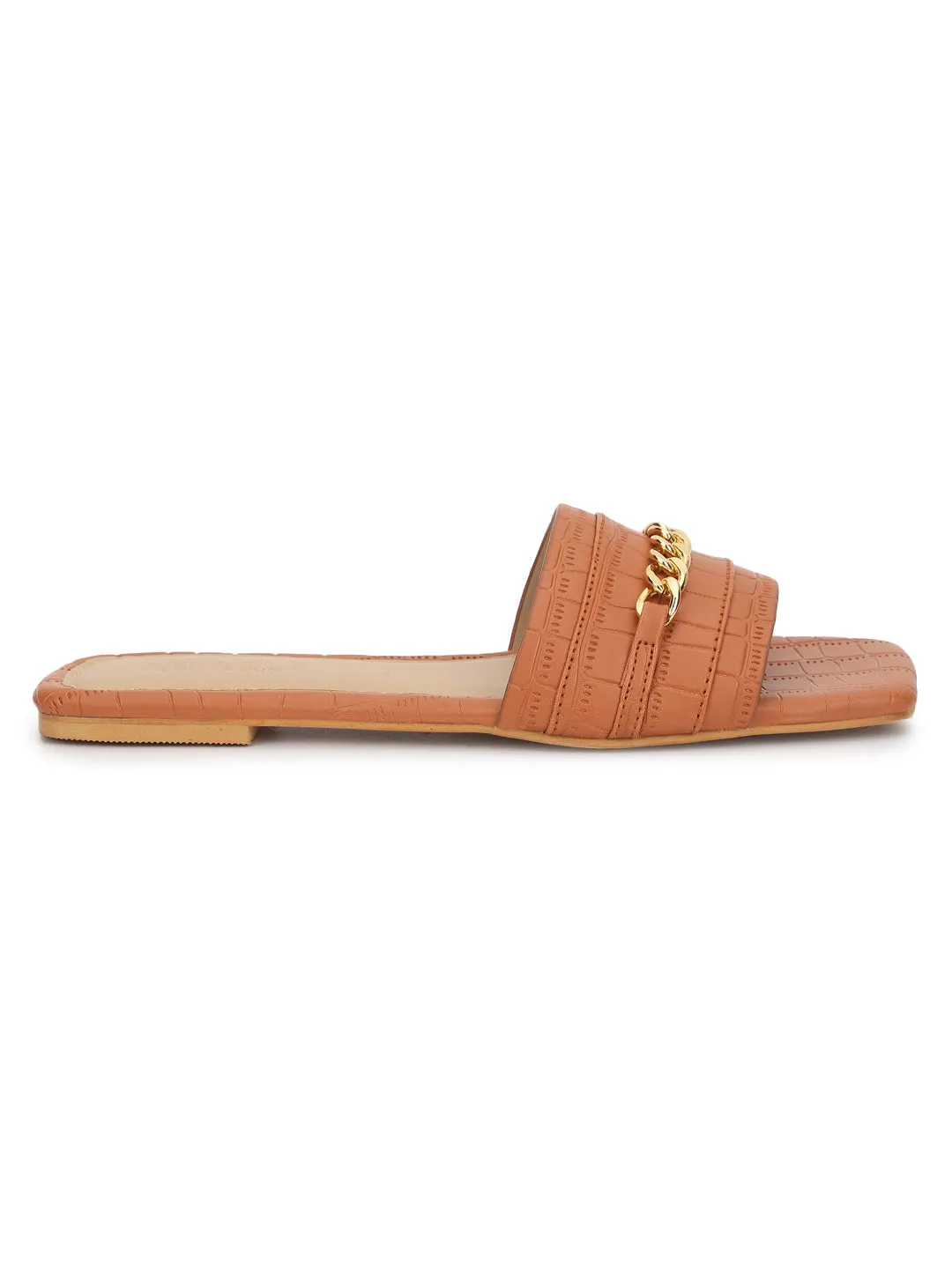 Tan Croc PU Escarpins Slip-On (TC-ST-002-TAN)