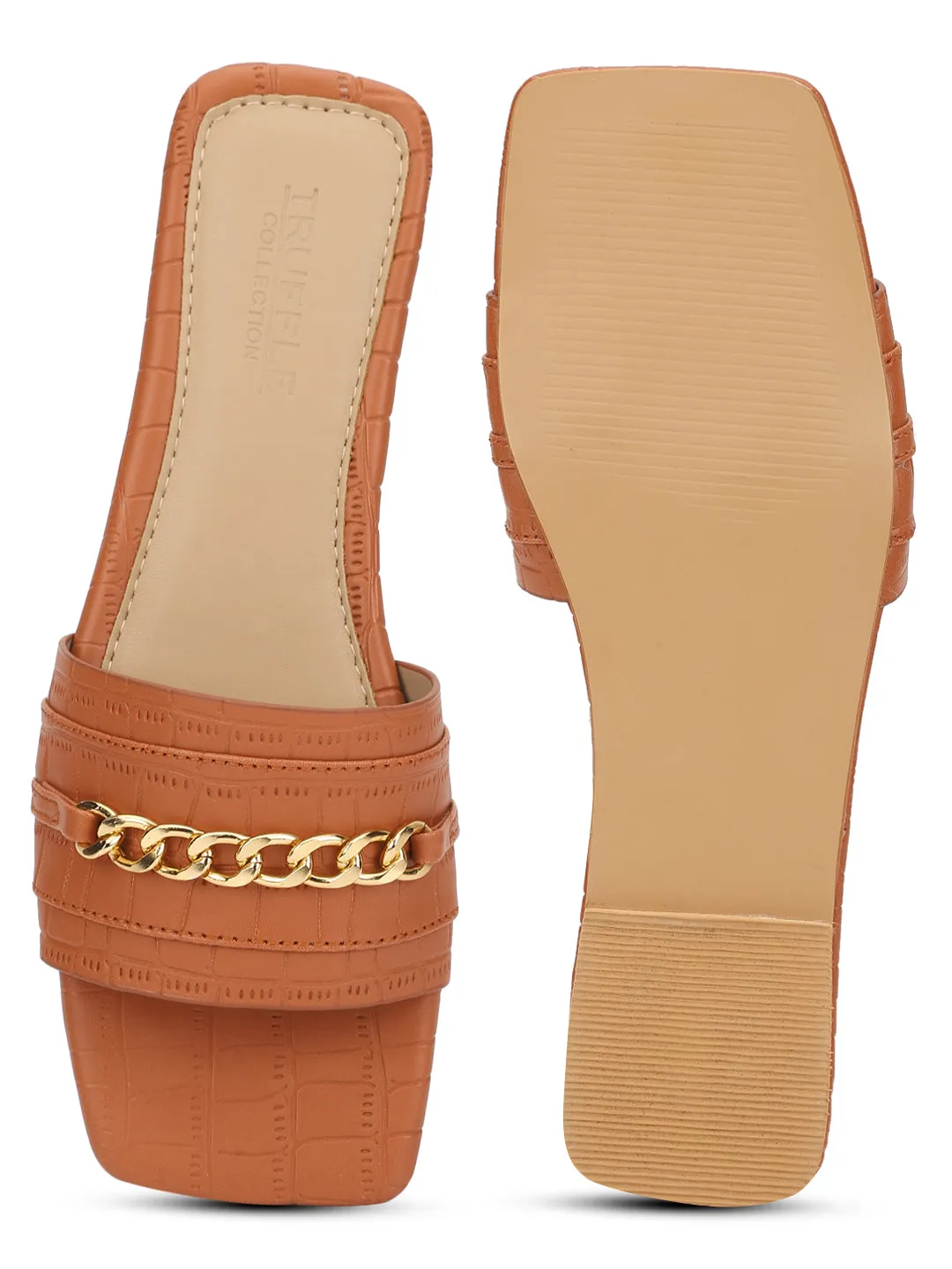 Tan Croc PU Escarpins Slip-On (TC-ST-002-TAN)