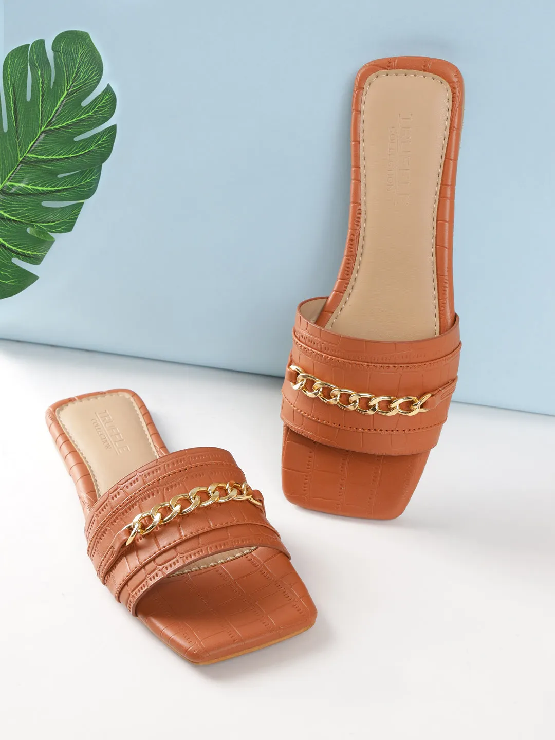 Tan Croc PU Escarpins Slip-On (TC-ST-002-TAN)