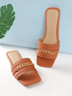 Tan Croc PU Escarpins Slip-On (TC-ST-002-TAN)