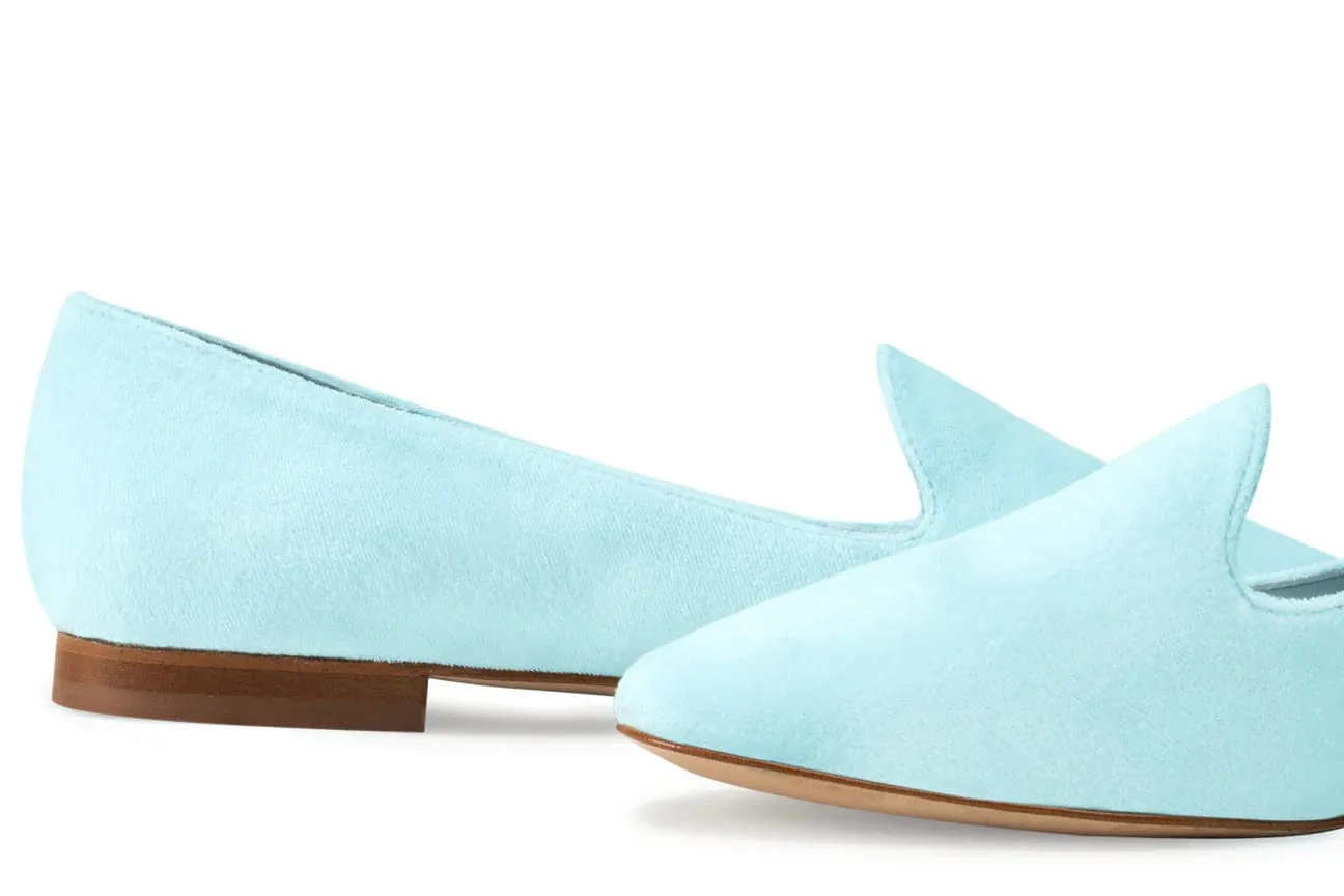 Tara Vegan Velvet Slipper Pumps | Bleu Ciel