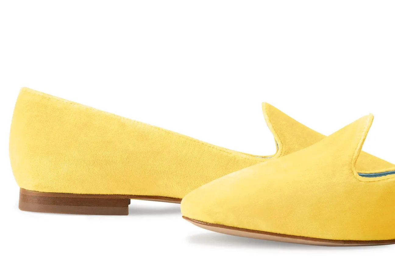Tara Vegan Velvet Slipper Pumps | Jaune