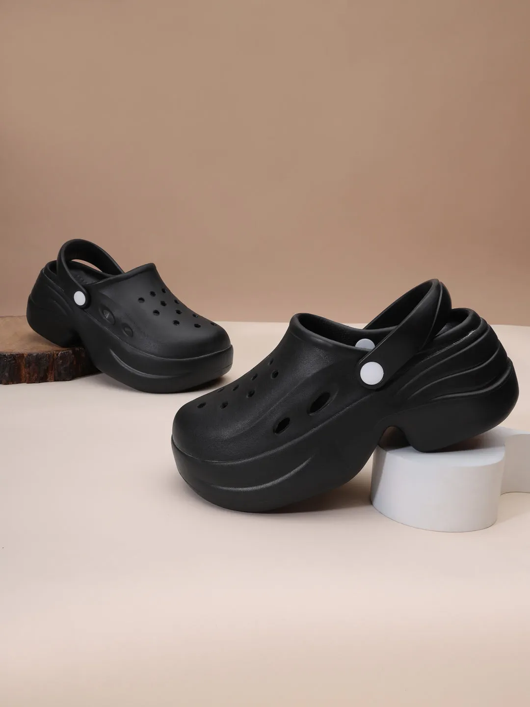 Mules PU Noir Total à Enfiler (TC-RS3580-TOTBLK)