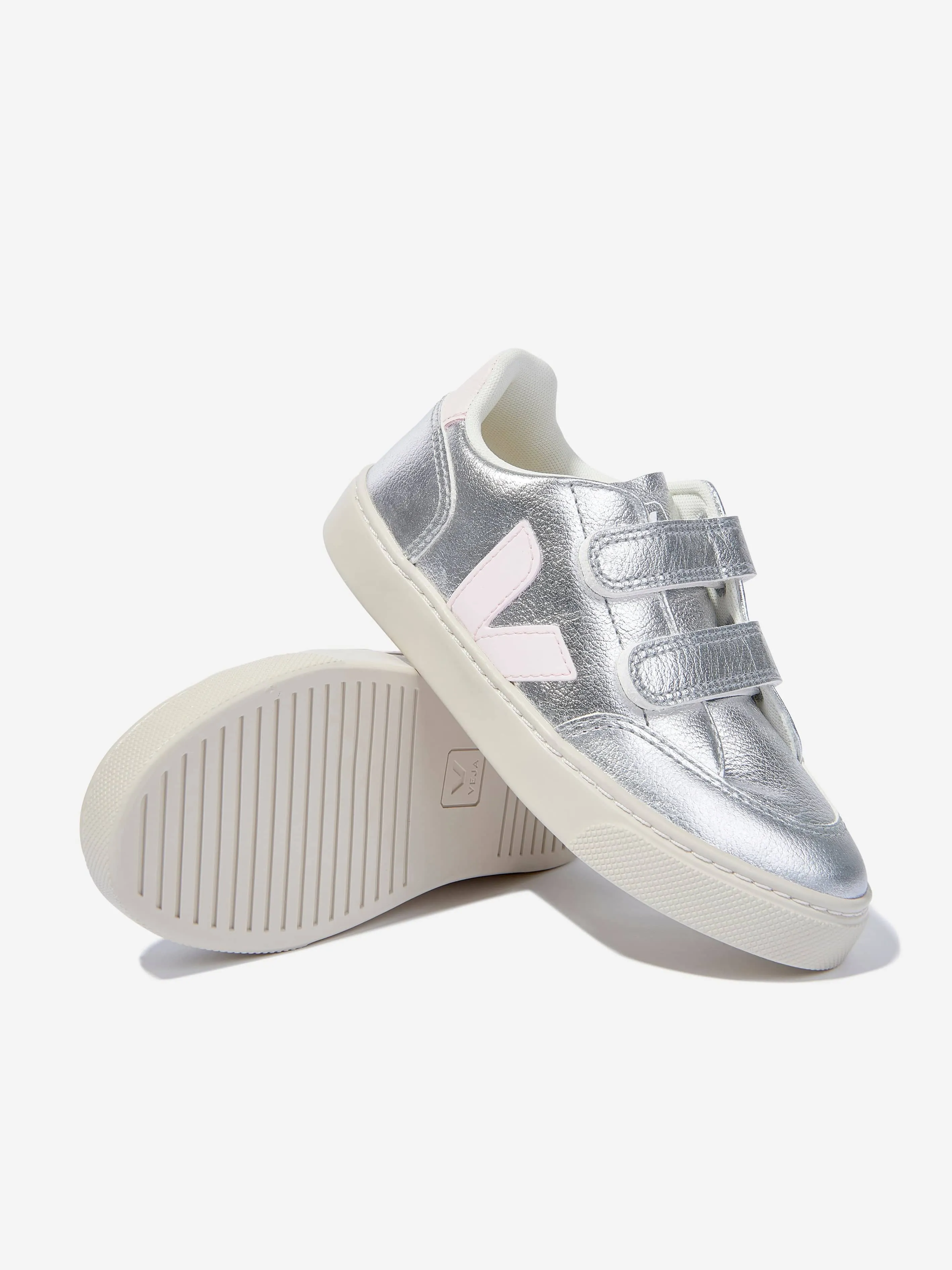 Veja Kids ChromeFree Leather V-12 Trainers en argent