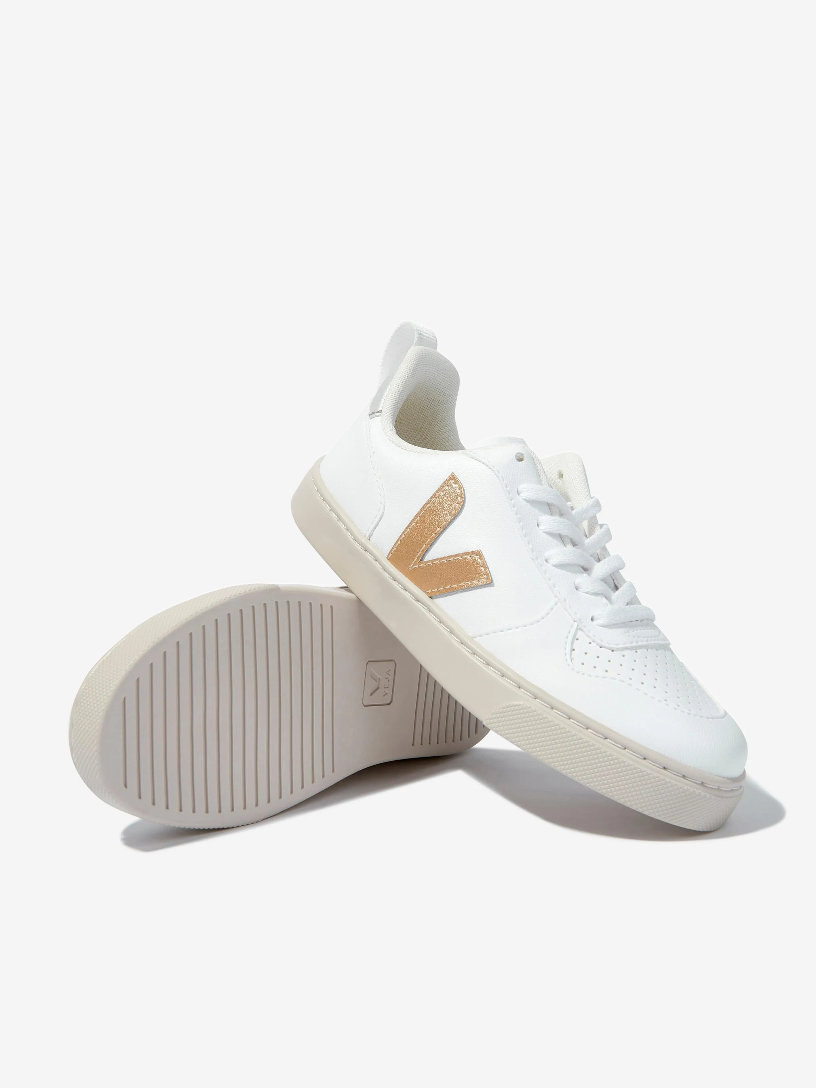 Veja Kids V-10 Chaussures de Sport à Lacets en Blanc