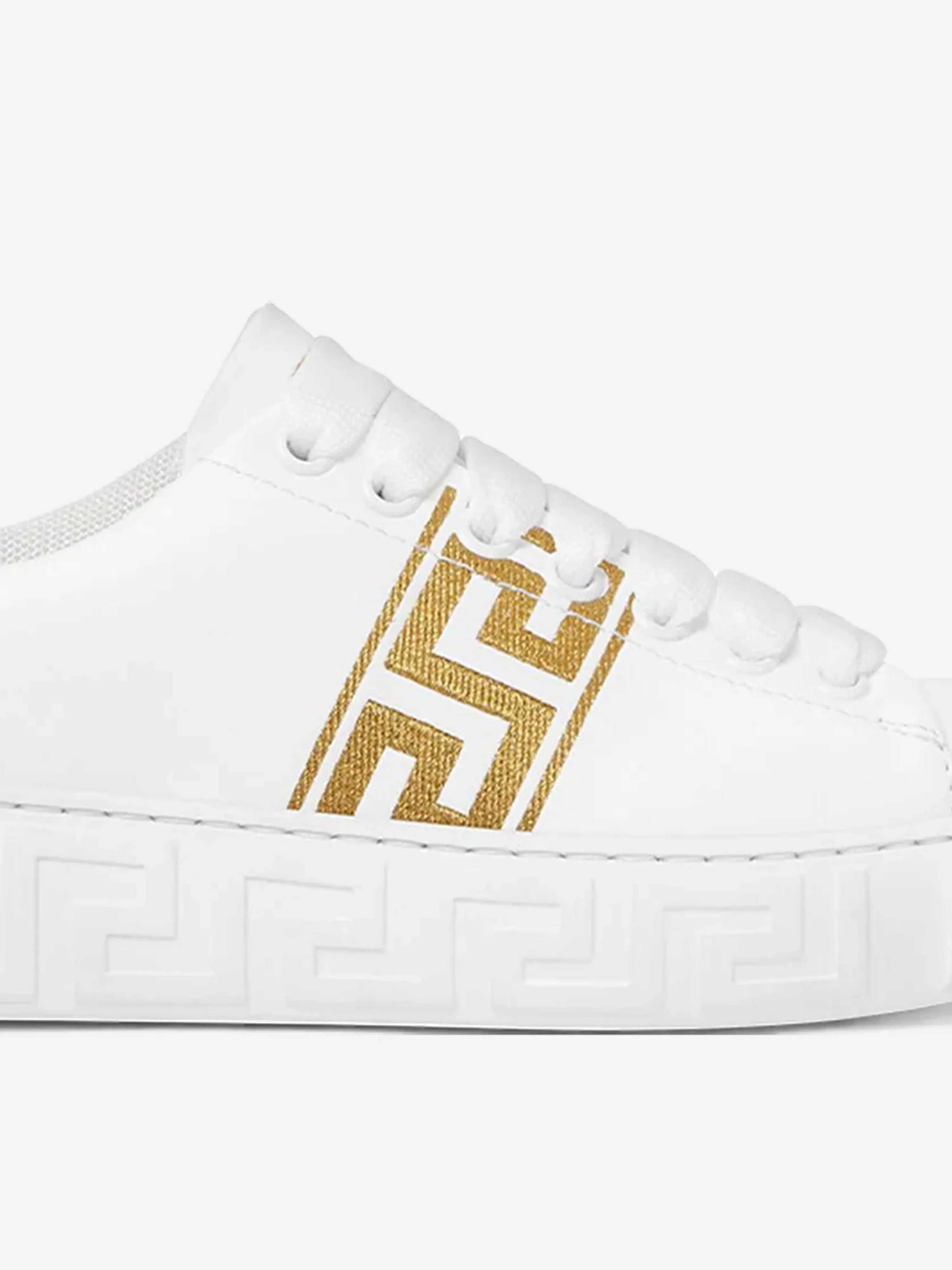 Baskets basses Versace Kids La Greca en blanc