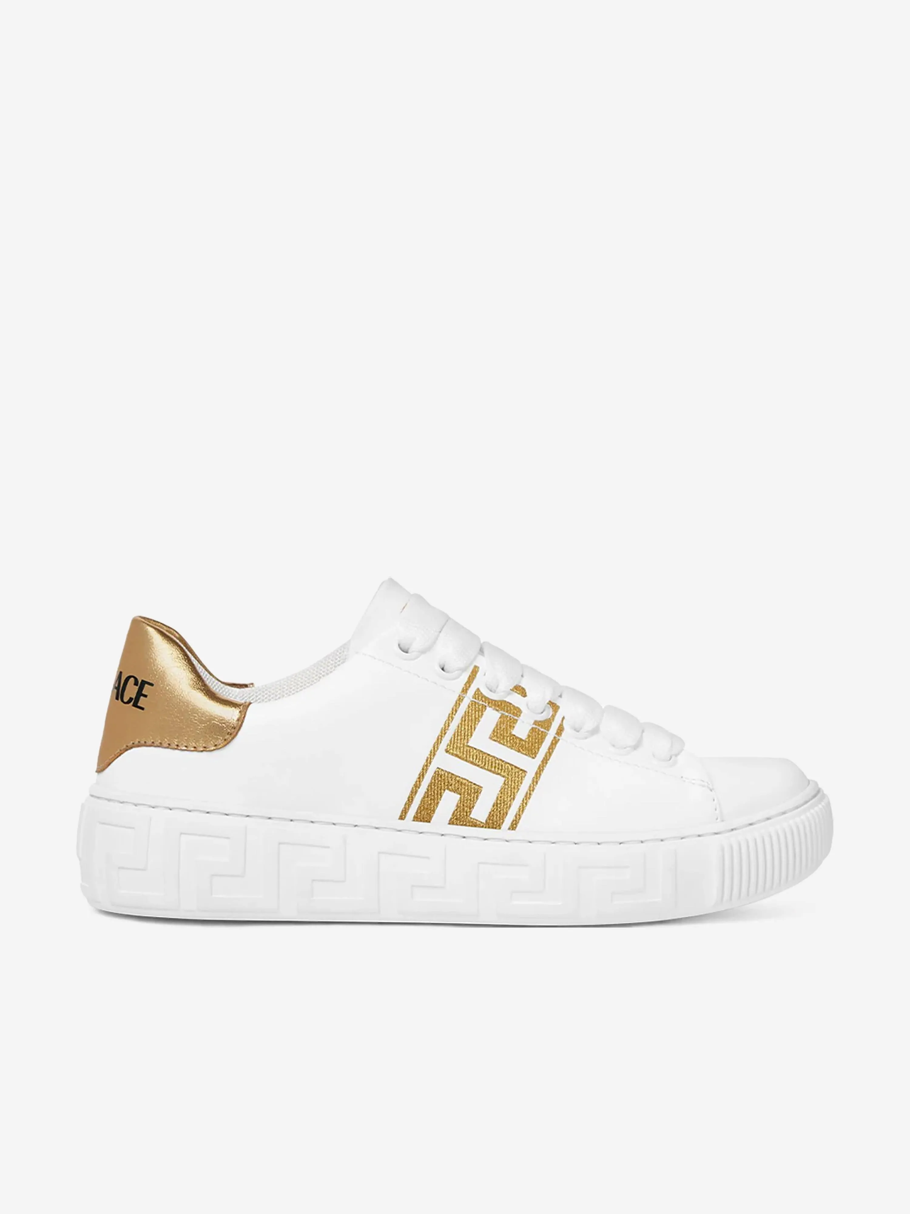 Baskets basses Versace Kids La Greca en blanc