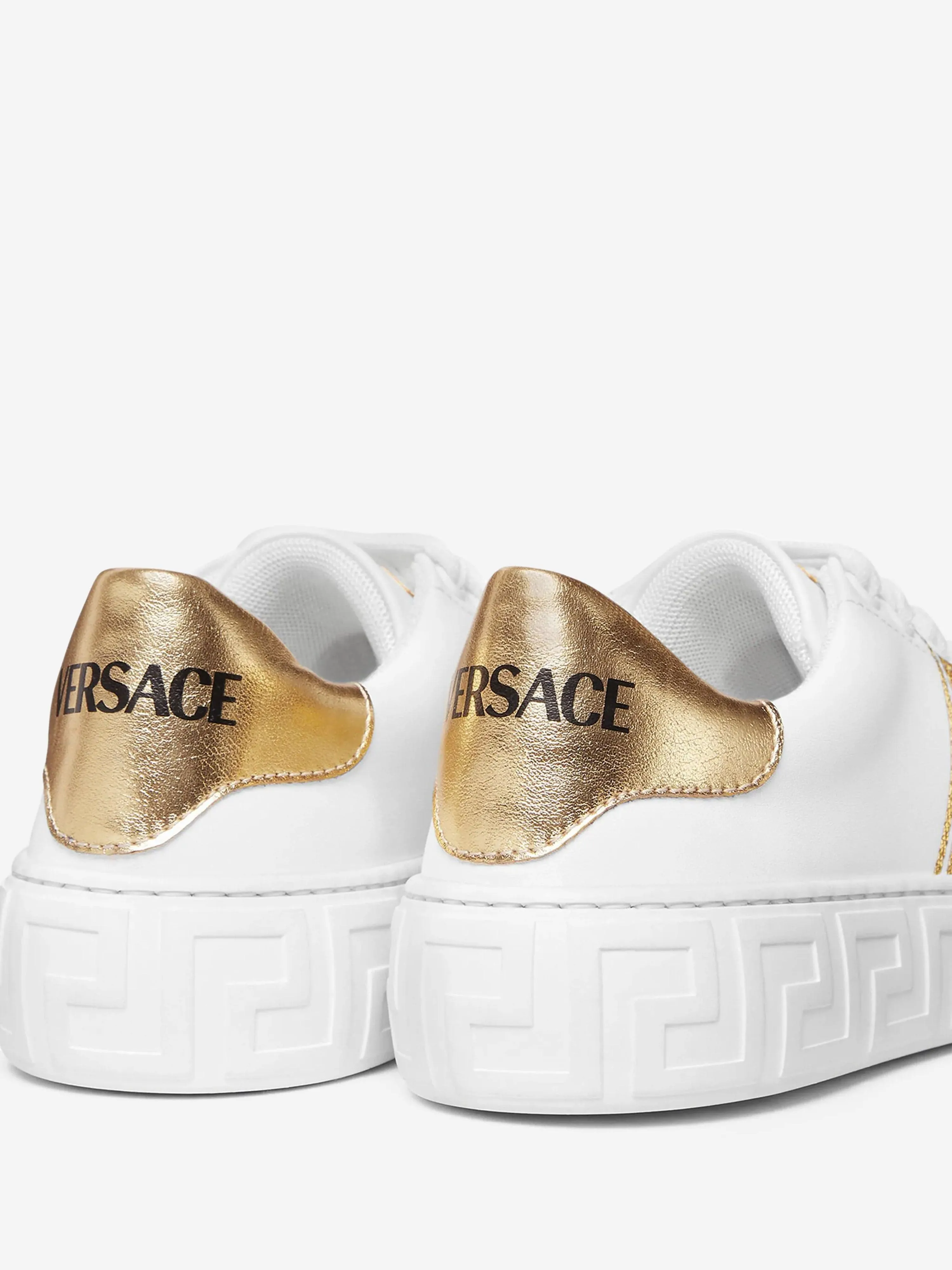 Baskets basses Versace Kids La Greca en blanc