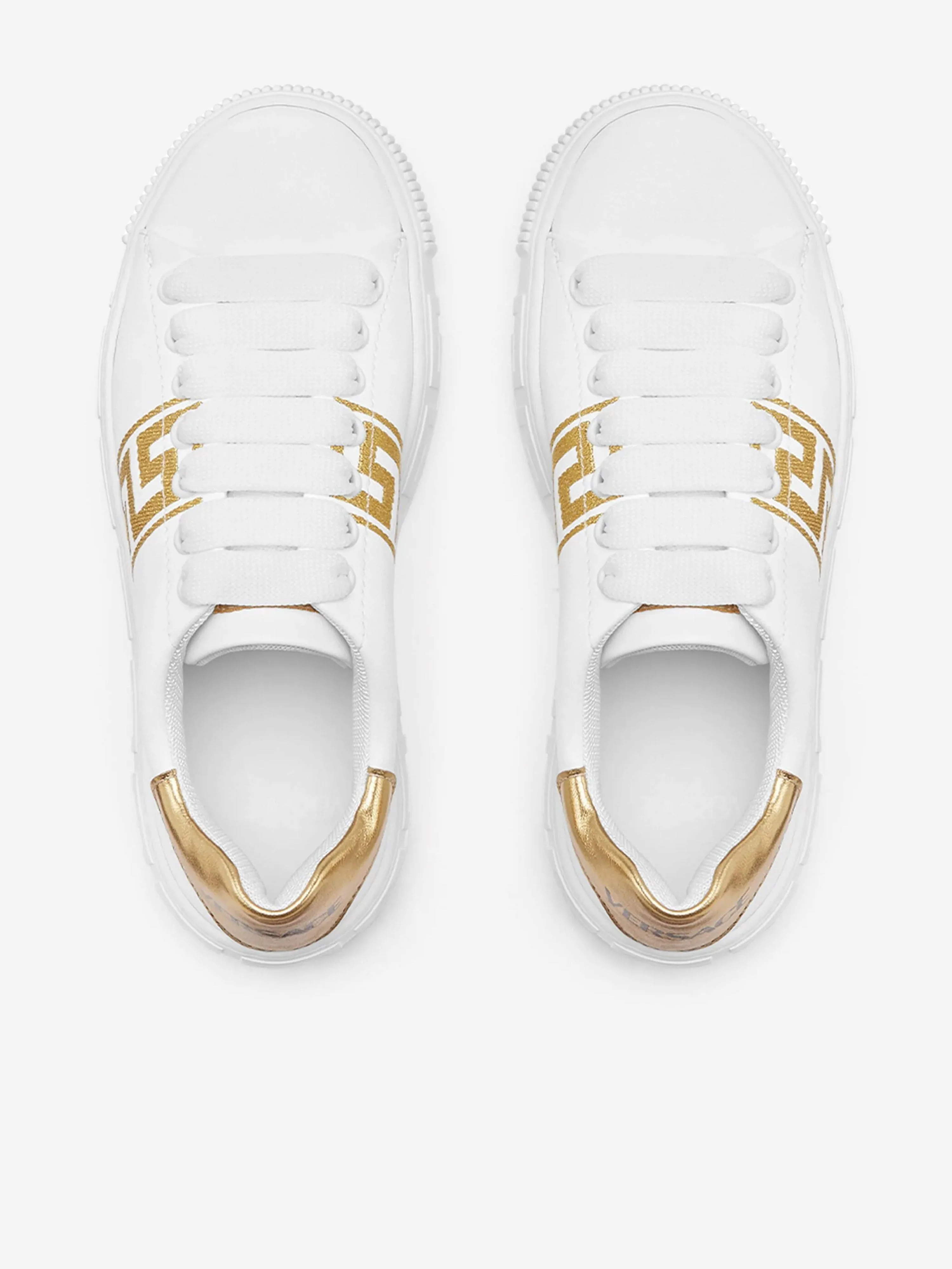 Baskets basses Versace Kids La Greca en blanc