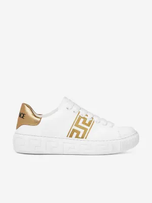 Baskets basses Versace Kids La Greca en blanc