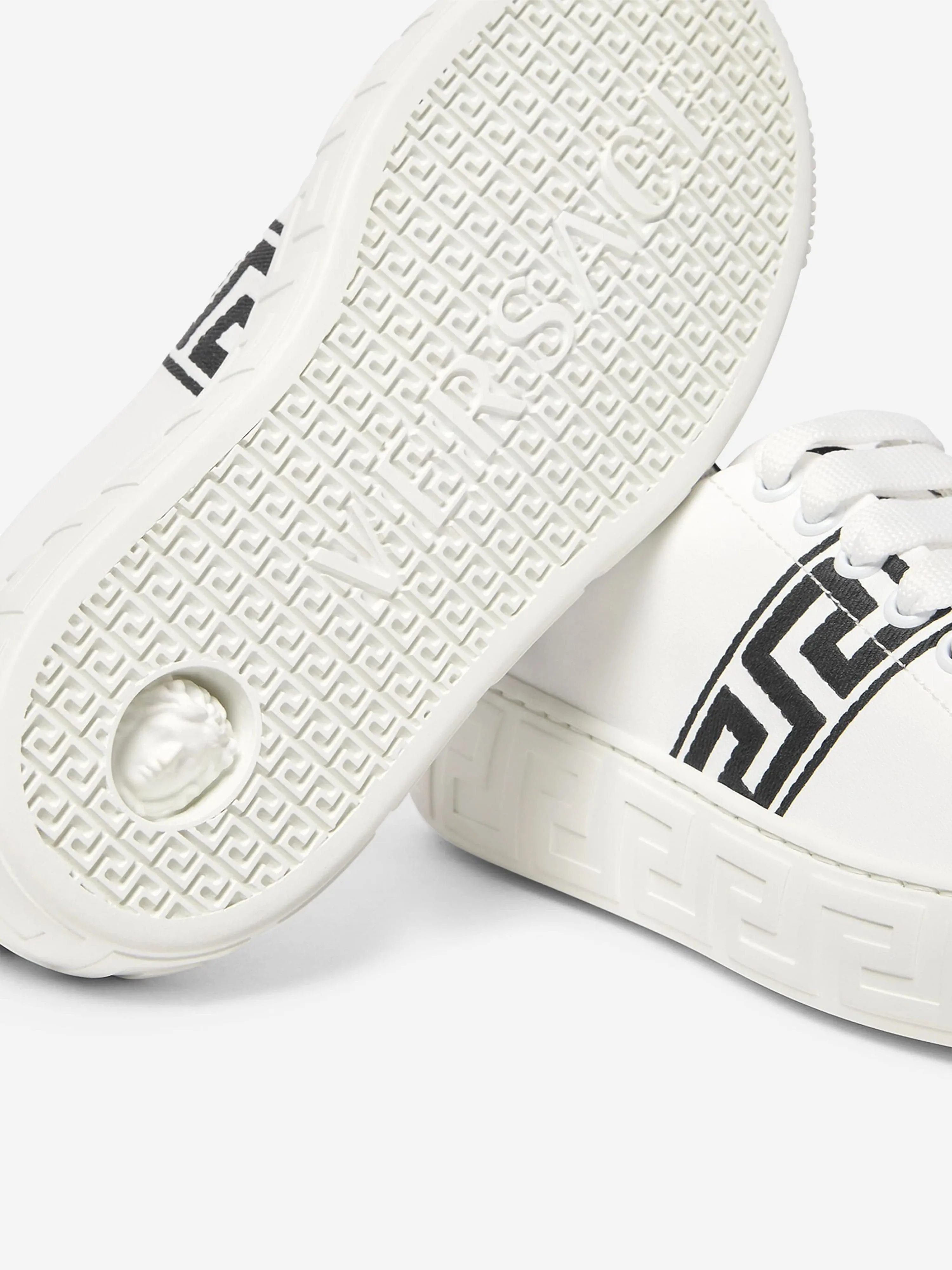 Baskets basses Versace Kids La Greca en blanc