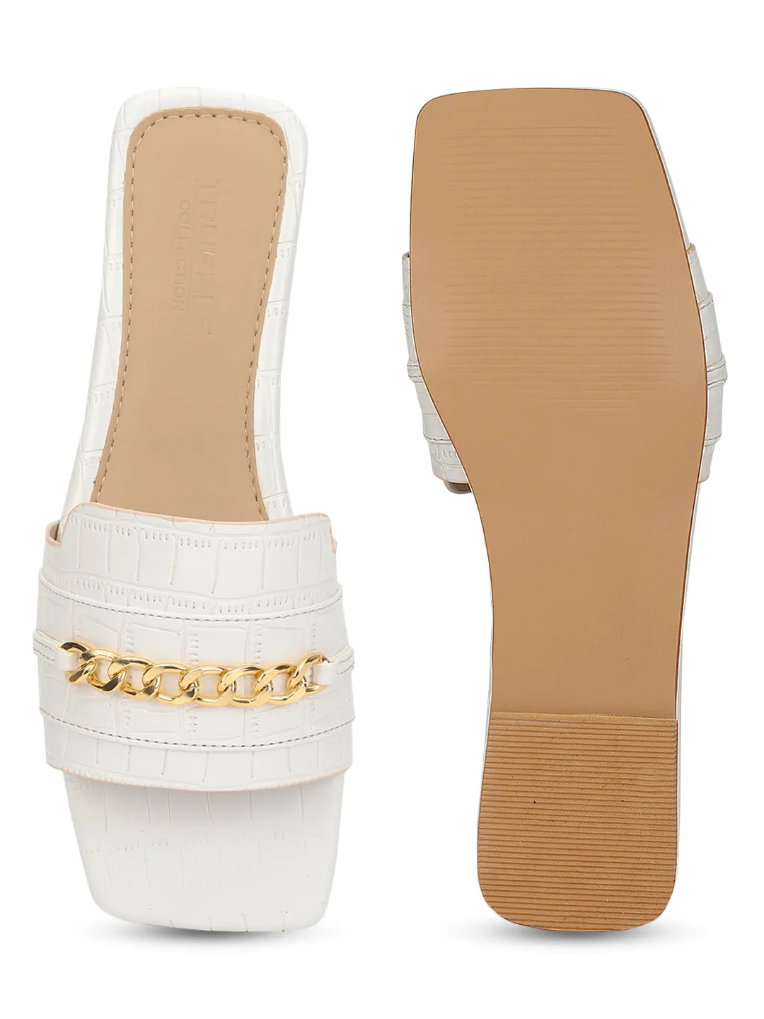 Escarpins à enfiler en croco blanc verni (TC-ST-003-WHT)