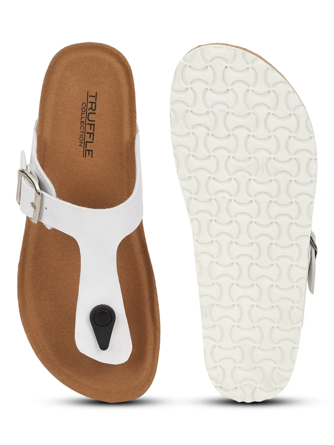 Ballerines à semelle intérieure en liège et latex PU blanc (TC-070202-WHT)