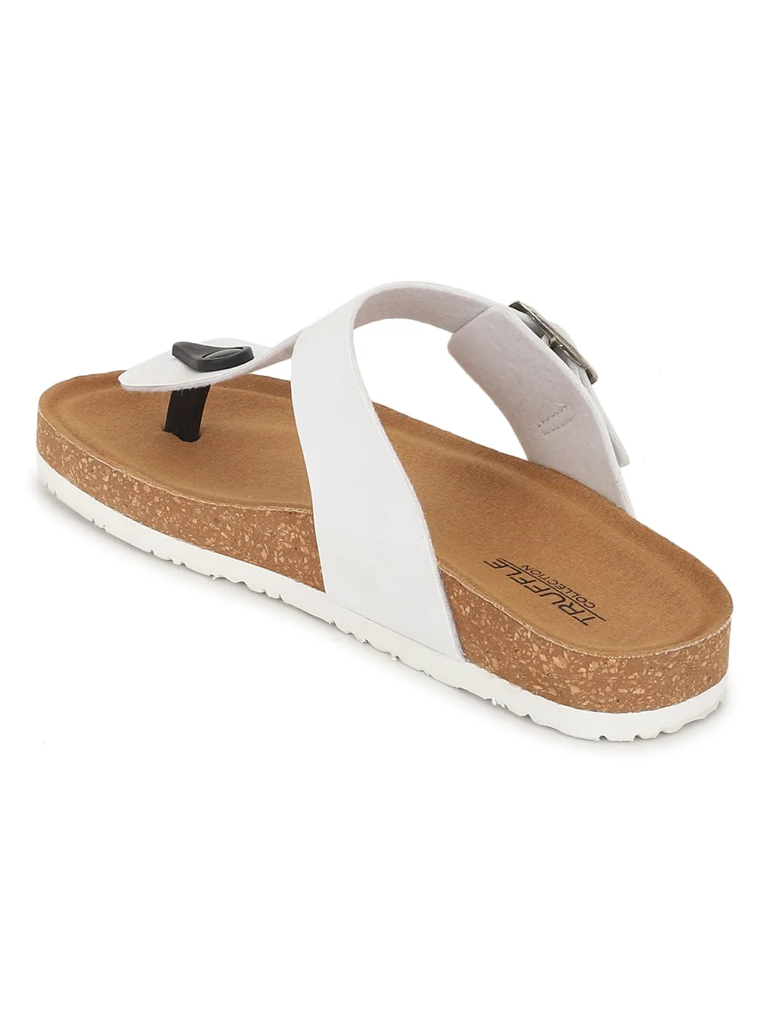 Ballerines à semelle intérieure en liège et latex PU blanc (TC-070202-WHT)