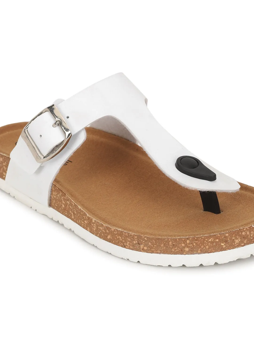 Ballerines à semelle intérieure en liège et latex PU blanc (TC-070202-WHT)