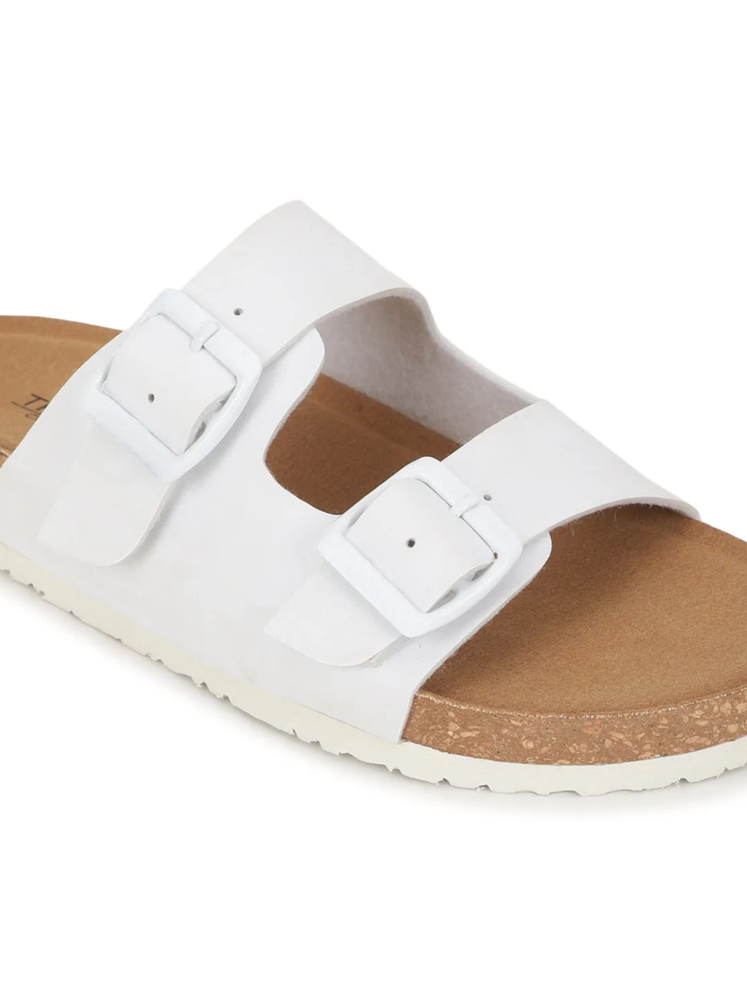 Ballerines à semelle intérieure en liège et latex PU blanc (TC-070203-WHT)