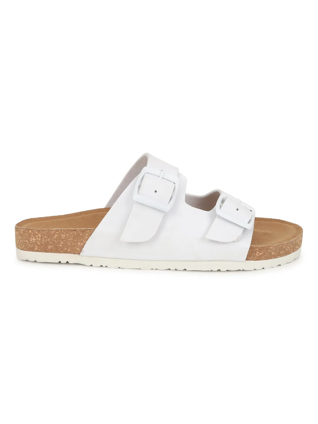 Ballerines à semelle intérieure en liège et latex PU blanc (TC-070203-WHT)