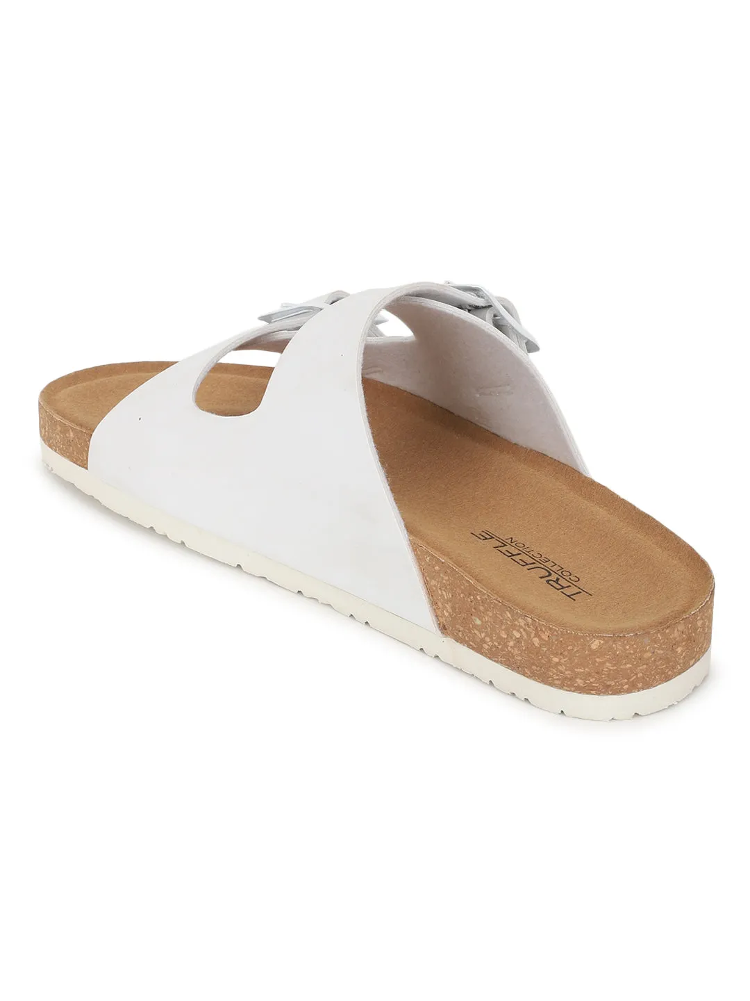 Ballerines à semelle intérieure en liège et latex PU blanc (TC-070203-WHT)