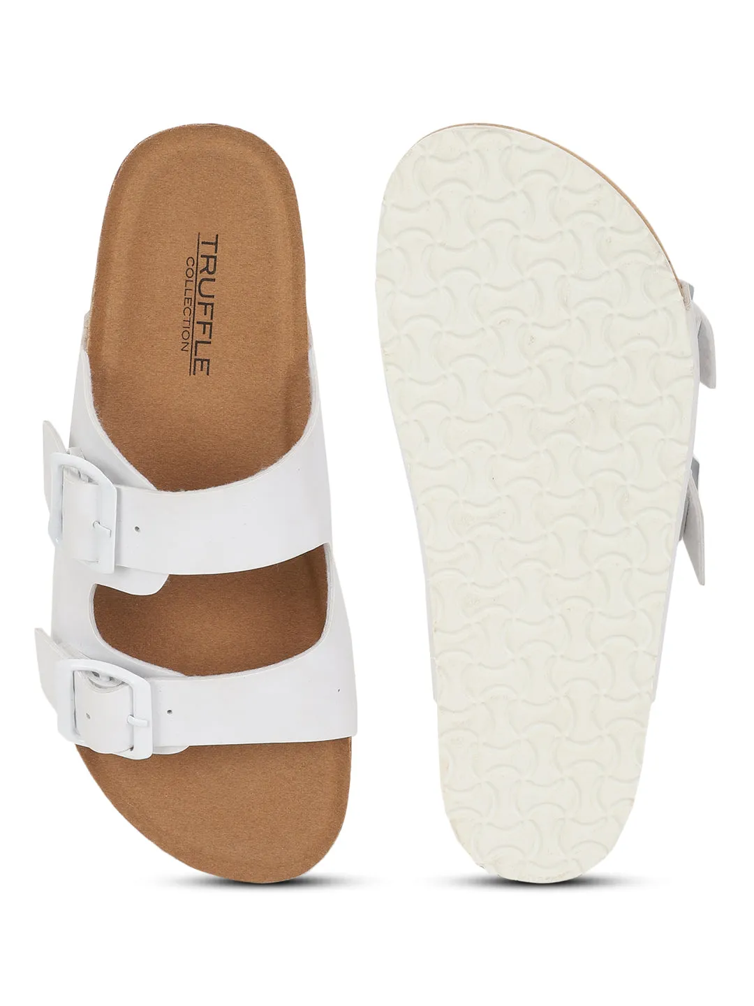Ballerines à semelle intérieure en liège et latex PU blanc (TC-070203-WHT)