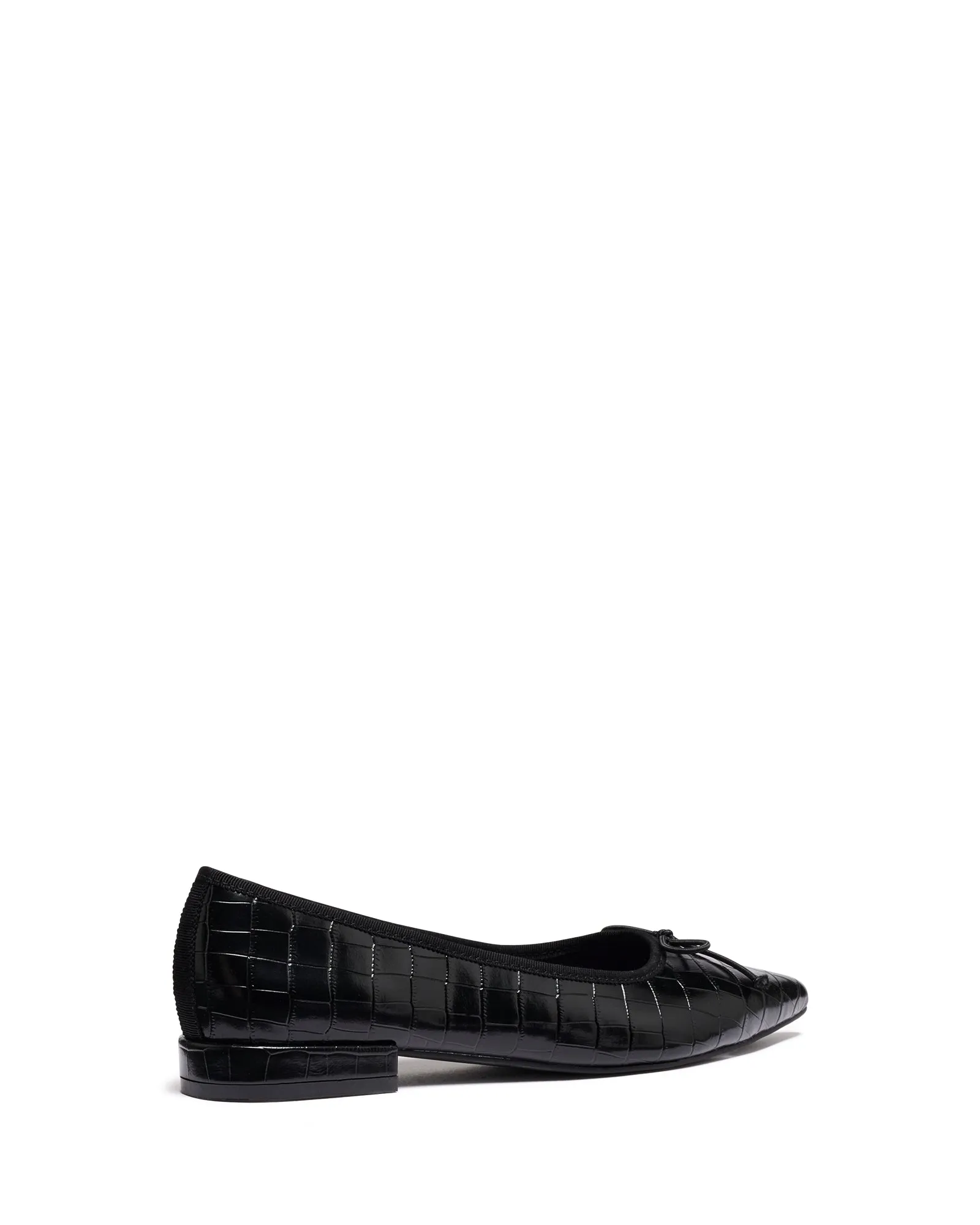 Yazmina Pointed Flat Noir Croco