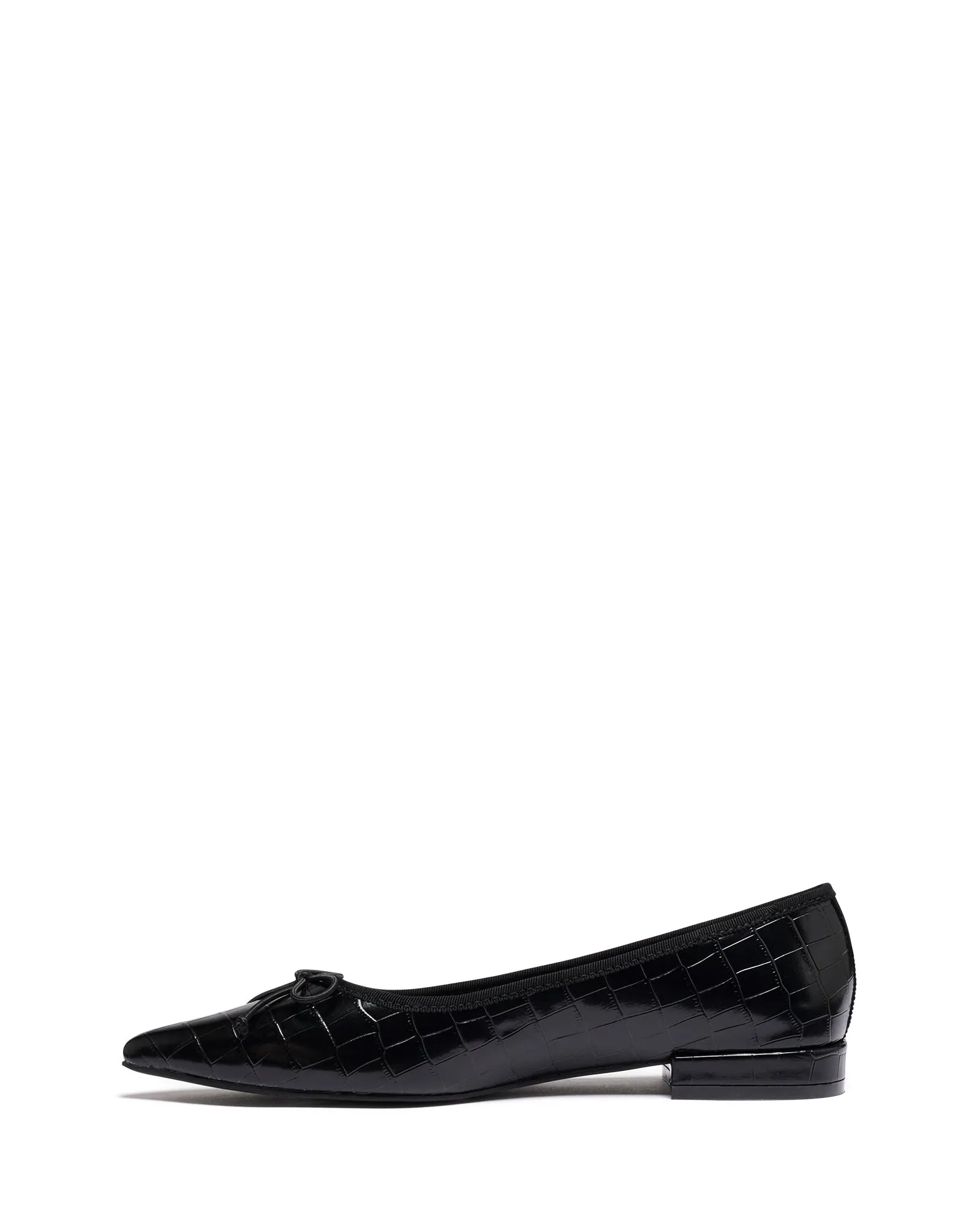 Yazmina Pointed Flat Noir Croco